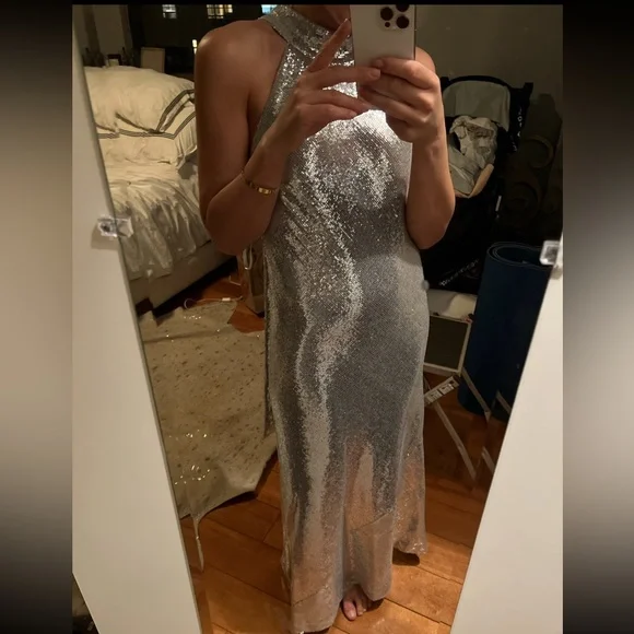 Galvan sequin halter neck gown - Picture 2 of 4